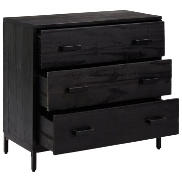 vidaXL Συρταριέρα Μαύρη 75x35x70cm από Μασίφ Ξύλο Πεύκου 1 τεμ.