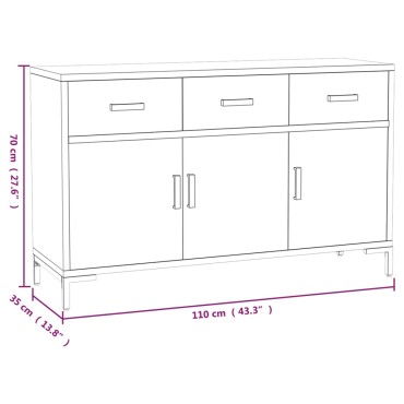 vidaXL Ντουλάπι Μαύρο 110x35x70cm από Μασίφ Ξύλο Πεύκου 1 τεμ.