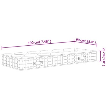 vidaXL Στρώμα με Pocket Springs Μεσαία Σκληρότητα 90x200cm Μονό 1 τεμ. - Μονό