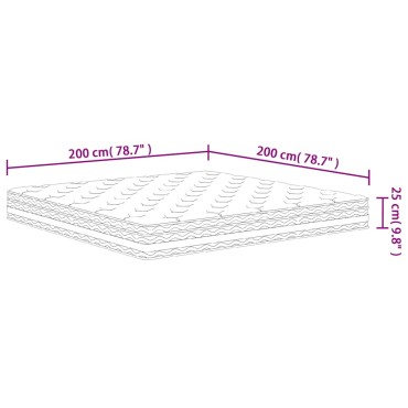 vidaXL Στρώμα με Pocket Springs Μεσαία Σκληρότητα 200x200cm 1 τεμ. - Διπλό