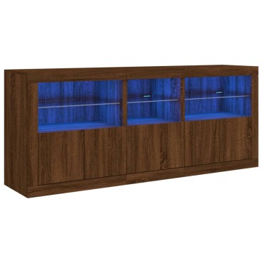 vidaXL Ντουλάπι με LED Καφέ Δρυς 162x37x67cm 1 τεμ.