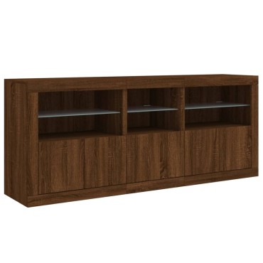 vidaXL Ντουλάπι με LED Καφέ Δρυς 162x37x67cm 1 τεμ.