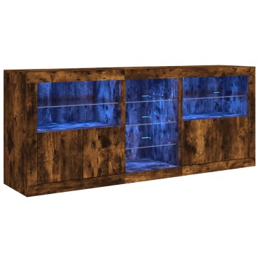 vidaXL Ντουλάπι με LED Καπνιστή Δρυς 162x37x67cm 1 τεμ.