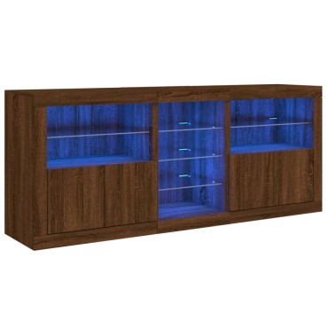 vidaXL Ντουλάπι με LED Καφέ Δρυς 162x37x67cm 1 τεμ.