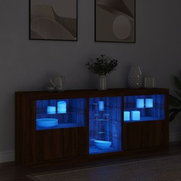 vidaXL Ντουλάπι με LED Καφέ Δρυς 162x37x67cm 1 τεμ.