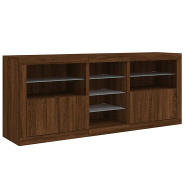 vidaXL Ντουλάπι με LED Καφέ Δρυς 162x37x67cm 1 τεμ.