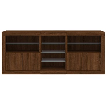 vidaXL Ντουλάπι με LED Καφέ Δρυς 162x37x67cm 1 τεμ.