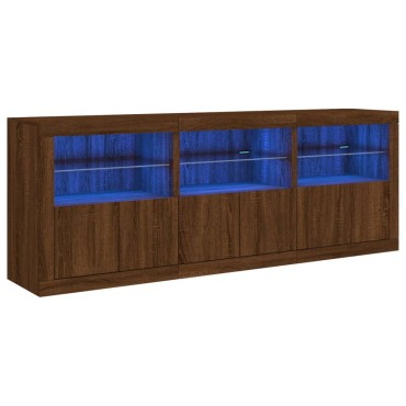 vidaXL Ντουλάπι με LED Καφέ Δρυς 181,5x37x67cm 1 τεμ.