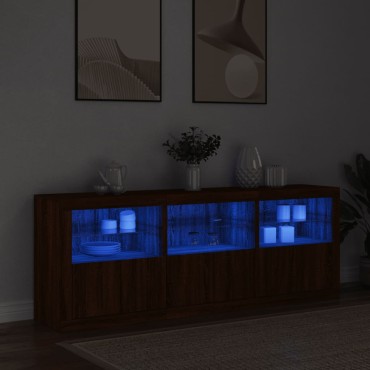 vidaXL Ντουλάπι με LED Καφέ Δρυς 181,5x37x67cm 1 τεμ.