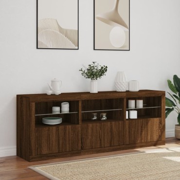 vidaXL Ντουλάπι με LED Καφέ Δρυς 181,5x37x67cm 1 τεμ.