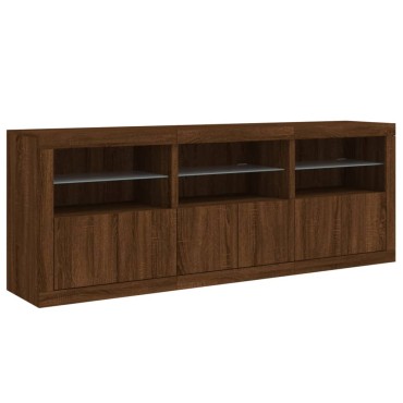 vidaXL Ντουλάπι με LED Καφέ Δρυς 181,5x37x67cm 1 τεμ.