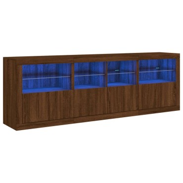 vidaXL Μπουφές με Φώτα LED Καφέ Δρυς 202x37x67cm 1 τεμ.