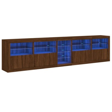 vidaXL Μπουφές με LED Καφέ Δρυς 283x37x67cm 1 τεμ.
