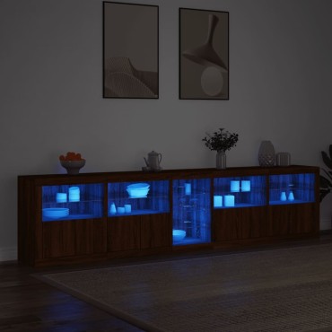 vidaXL Μπουφές με LED Καφέ Δρυς 283x37x67cm 1 τεμ.
