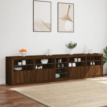 vidaXL Μπουφές με LED Καφέ Δρυς 283x37x67cm 1 τεμ.