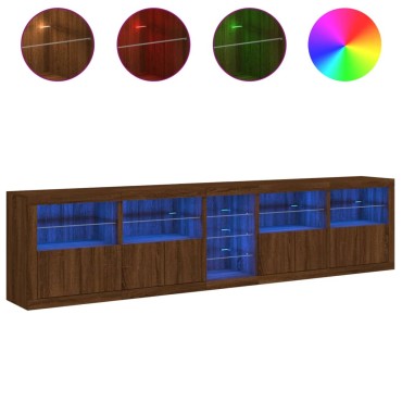 vidaXL Μπουφές με LED Καφέ Δρυς 283x37x67cm 1 τεμ.