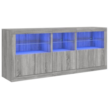 vidaXL Μπουφές με LED Γκρι Sonoma 162x37x67cm 1 τεμ.