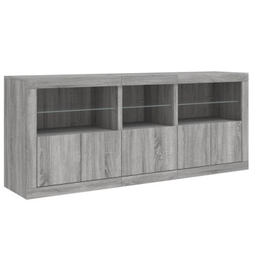 vidaXL Μπουφές με LED Γκρι Sonoma 162x37x67cm 1 τεμ.
