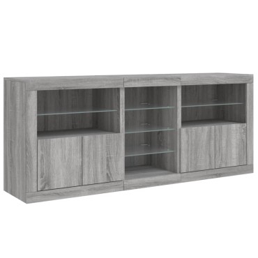 vidaXL Μπουφές με LED Γκρι Sonoma 162x37x67cm 1 τεμ.
