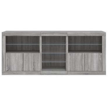vidaXL Μπουφές με LED Γκρι Sonoma 162x37x67cm 1 τεμ.
