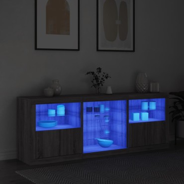 vidaXL Μπουφές με LED Γκρι Sonoma 181,5x37x67cm 1 τεμ.