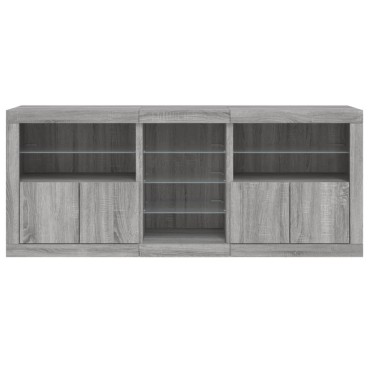 vidaXL Μπουφές με LED Γκρι Sonoma 181,5x37x67cm 1 τεμ.