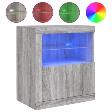 vidaXL Μπουφές με LED Γκρι Sonoma 60,5x37x67cm 1 τεμ.