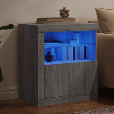 vidaXL Μπουφές με LED Γκρι Sonoma 60,5x37x67cm 1 τεμ.