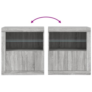 vidaXL Μπουφές με LED Γκρι Sonoma 60,5x37x67cm 1 τεμ.