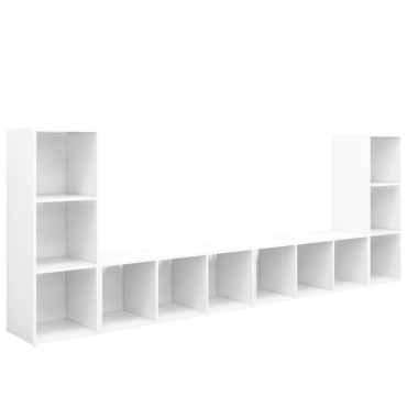 vidaXL Έπιπλα Τηλεόρασης 4 τεμ. Λευκά 107x35x37cm Μοριοσανίδα