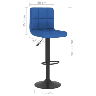vidaXL Σκαμπό Μπαρ 2 τεμ. Μπλε Υφασμάτινα 40x47x(90-111)cm