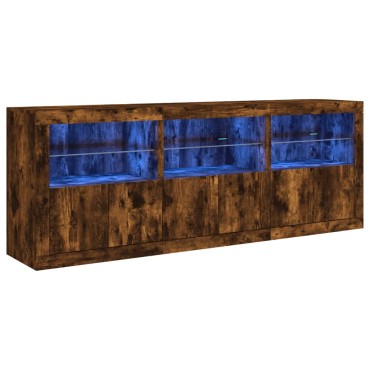 vidaXL Ντουλάπι με LED Καπνιστή Δρυς 181,5x37x67cm 1 τεμ.