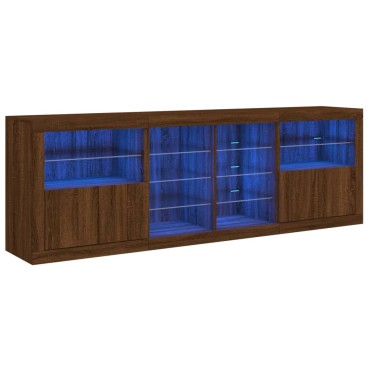 vidaXL Μπουφές με Φώτα LED Καφέ Δρυς 202x37x67cm 1 τεμ.