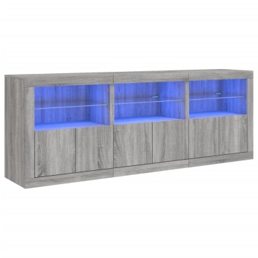 vidaXL Μπουφές με LED Γκρι Sonoma 181,5x37x67cm 1 τεμ.