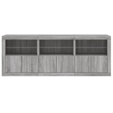 vidaXL Μπουφές με LED Γκρι Sonoma 181,5x37x67cm 1 τεμ.