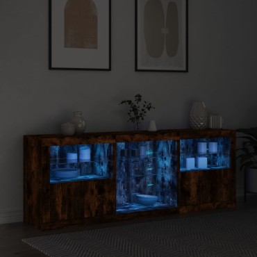 vidaXL Μπουφές με LED Καπνιστή Δρυς 181,5x37x67cm 1 τεμ.