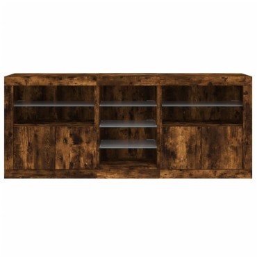 vidaXL Μπουφές με LED Καπνιστή Δρυς 181,5x37x67cm 1 τεμ.