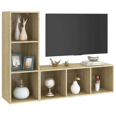 vidaXL Έπιπλα Τηλεόρασης 2 τεμ. Sonoma Δρυς 107x35x37cm Επεξ. Ξύλο
