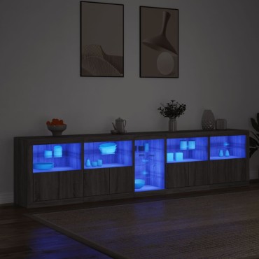 vidaXL Μπουφές με LED Γκρι Sonoma 283x37x67cm 1 τεμ.