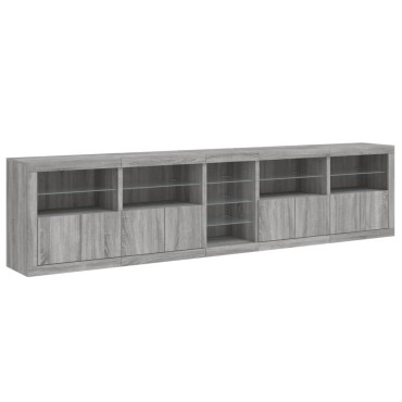 vidaXL Μπουφές με LED Γκρι Sonoma 283x37x67cm 1 τεμ.