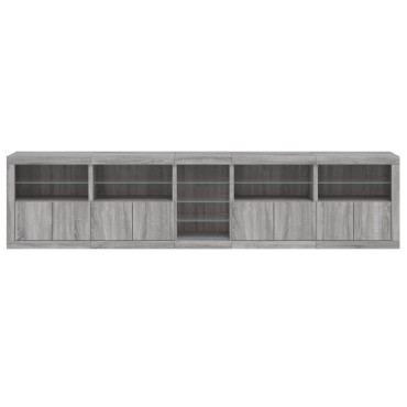 vidaXL Μπουφές με LED Γκρι Sonoma 283x37x67cm 1 τεμ.