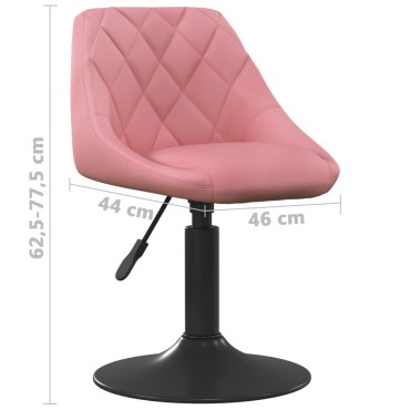 vidaXL Καρέκλα Τραπεζαρίας Ροζ Βελούδινη 46x44x(62,5-77,5)cm 1 τεμ.