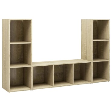 vidaXL Έπιπλα Τηλεόρασης 3 τεμ. Sonoma Δρυς 107x35x37cm Μοριοσανίδα