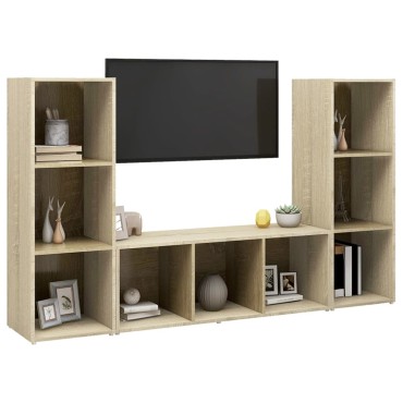 vidaXL Έπιπλα Τηλεόρασης 3 τεμ. Sonoma Δρυς 107x35x37cm Μοριοσανίδα