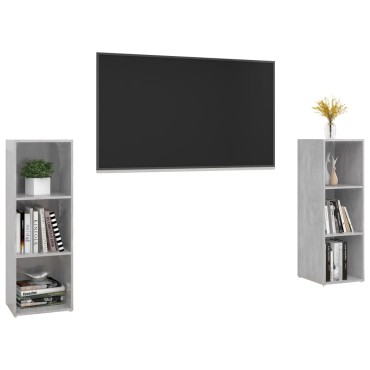 vidaXL Έπιπλα Τηλεόρασης 2 τεμ. Γκρι Σκυρ. 107x35x37cm Μοριοσανίδα