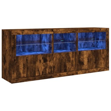 vidaXL Ντουλάπι με LED Καπνιστή Δρυς 162x37x67cm 1 τεμ.