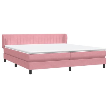 vidaXL Box Spring κρεβάτι με στρώματα ροζ 200x210 cm Βελούδινο