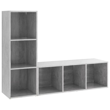vidaXL Έπιπλα Τηλεόρασης 2 τεμ. Γκρι Σκυρ. 107x35x37cm Μοριοσανίδα