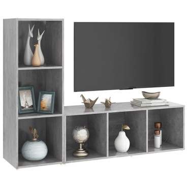 vidaXL Έπιπλα Τηλεόρασης 2 τεμ. Γκρι Σκυρ. 107x35x37cm Μοριοσανίδα