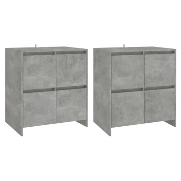 vidaXL Ντουλάπια 2 τεμ. Γκρι Σκυροδέματος 70x41x75cm Μοριοσανίδα